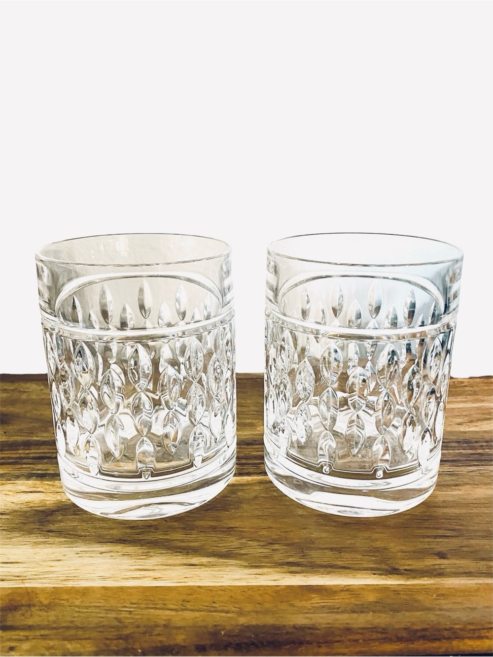Ralph Lauren Aston Cut Crystal Double Old Fashioned 2 Set Glasses Drinkware